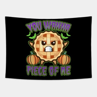 Funny Pumpkin Pie Halloween Kawaii Food Tapestry