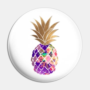 Aloha pineapple, purple + faux gold Pin