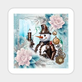 Snowman in Time! Steampunk Snowman Brings Winter Wonderland to Life Magnet