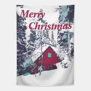 Fasbytes Xmas, Merry  Christmas Typography Snow Tapestry