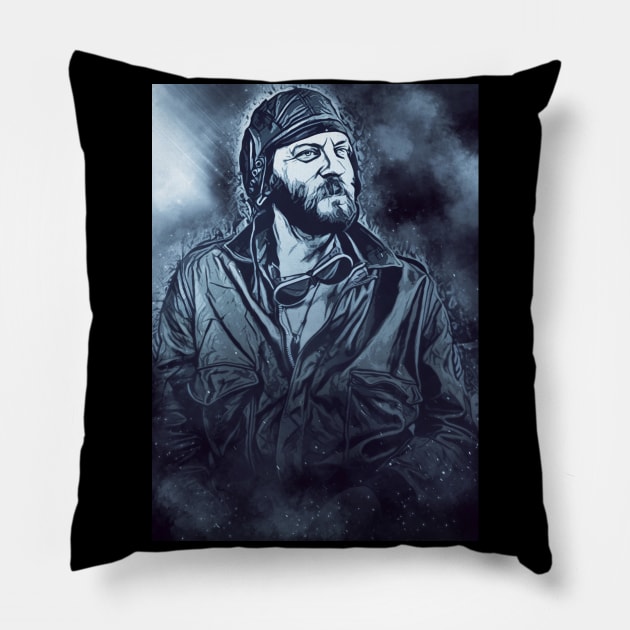 Oddball Abstract Blue Vintage Portrait Pillow by Naumovski