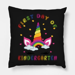 Cutesy Unicorn and Rainbow | First Day of Kindergarten Pillow