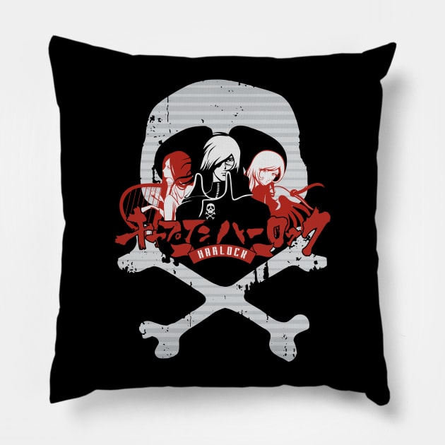 013 Harlock Skull Red Pillow by Yexart