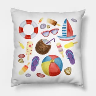 Summer Sunny Beach Colorful Pattern Pillow