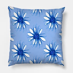 Blue Daisies Cornflower Pillow