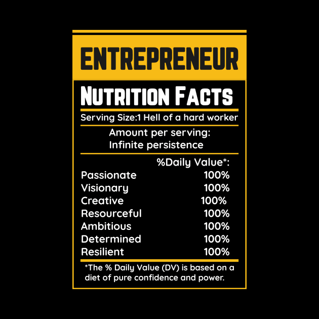 Entrepreneur Nutrition Facts by Tip Top Tee's