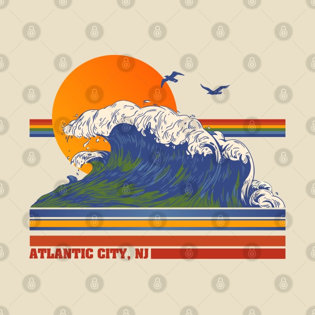 Retro Atlantic City New Jersey 70s Style Tourist Souvenir by darklordpug