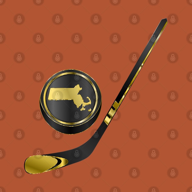 NHL - MA Blacl Gold Stick and Puck by geodesyn