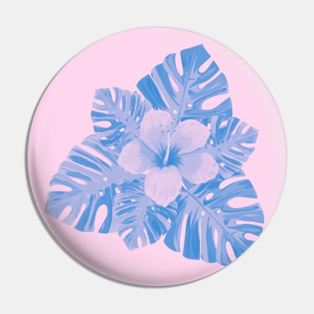 Tropical Hibiscus Pink Blue Pin by Steph Elle