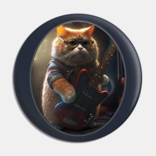 Musician Cat Bass Guitar Pin