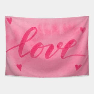 Valentine's Day Watercolor Love – pink Tapestry