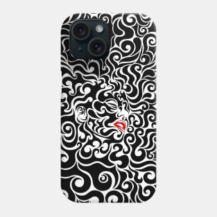 Swirly Portrait b/w/r Phone Case