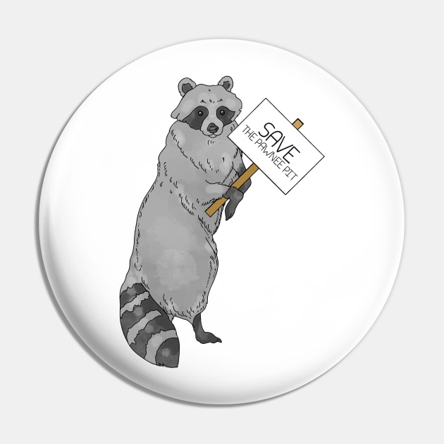 Parks and Rec Raccoon Pin by Eyeballkid-