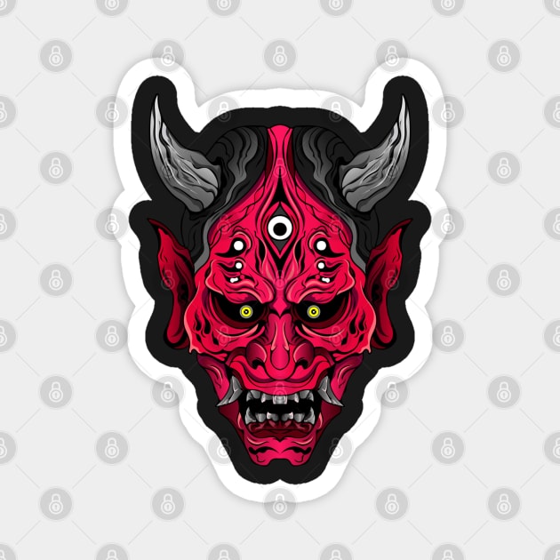 Illustrated Red Oni Demon Magnet by HolidayBug