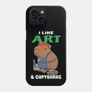 I Like Art and Capybaras Cartoon Phone Case