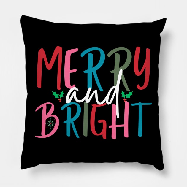 Merry And Bright Pillow by Bestworker