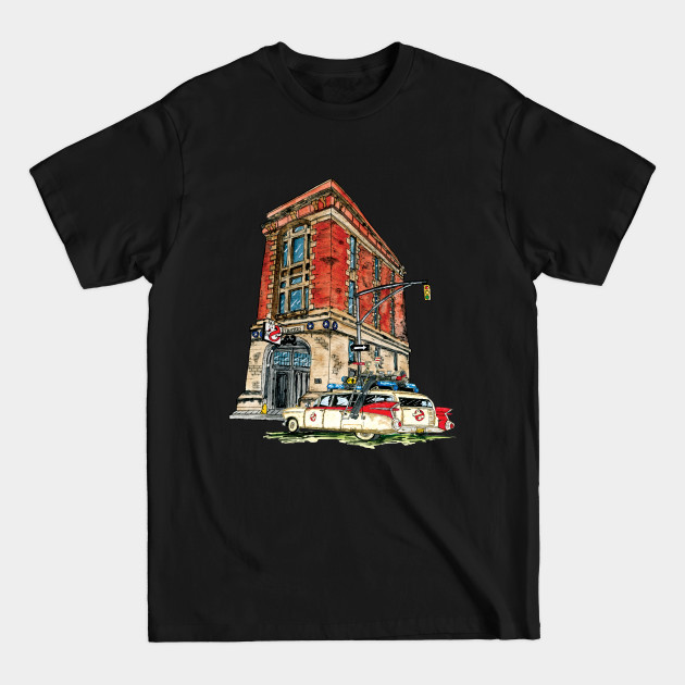 Ecto- 1 / Firehouse, Hook & Ladder Company 8 - Ghostbusters - T-Shirt