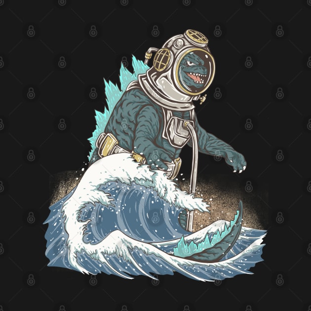 The Great Godzilla diver off Kanagawa by opoyostudio