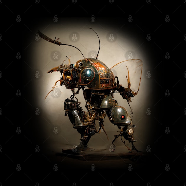 Ancient Rusty Cyborg Cockroach by maxdax