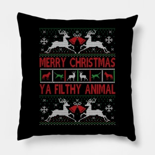 Merry christmas ya filthy animal Pillow