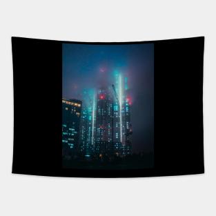 Cyberpunk Towers Tapestry