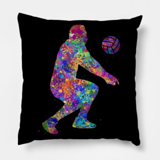 Volleyball player watercolor art Pillow