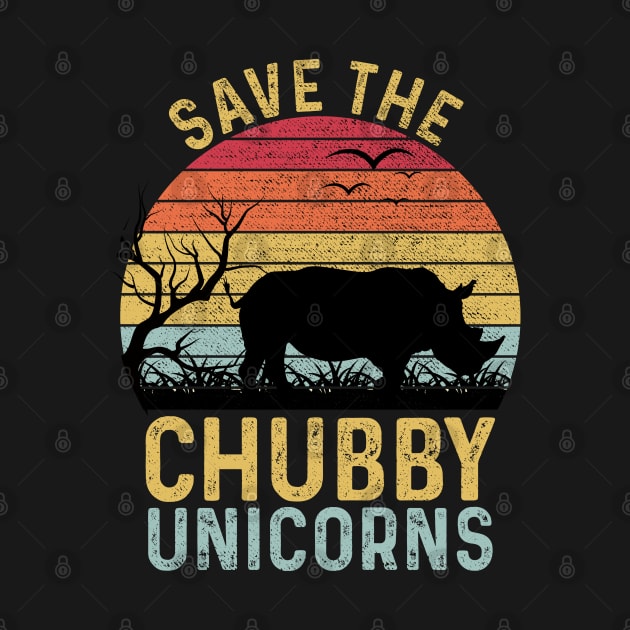 Save The Chubby Unicorns Vintage Funny Rhino by DragonTees