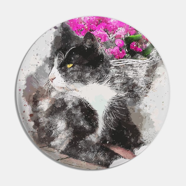 Watercolour Cat Lover Pin by vanityvibes