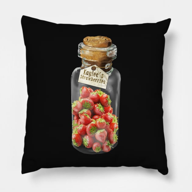 Strawberries for Kaylee Pillow by drawnexplore