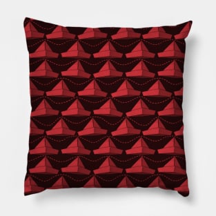 Paper Hats Pattern Dark Red Pillow