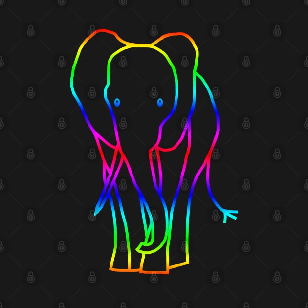 Rainbow Elephant Line Drawing by ellenhenryart