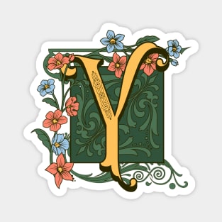 Art Nouveau Letter Y, Ornamental Letter Y, Art Deco Magnet