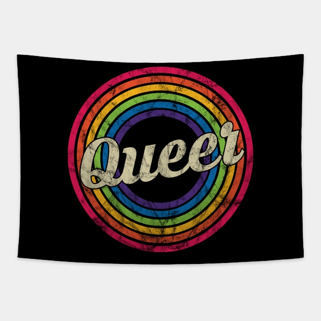 Queer - Retro Rainbow Faded-Style Tapestry by MaydenArt