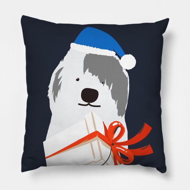 Shaggy Dog Christmas Gift Pillow by BeLightDesigns