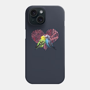 Cute Budgie Love Heart Parakeet Kiss Phone Case