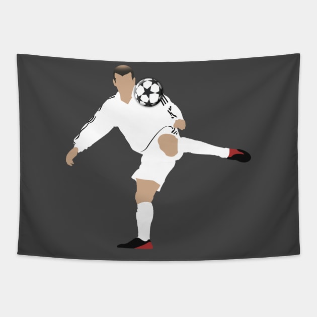 Zinedine Zidane Volley Tapestry by CulturedVisuals