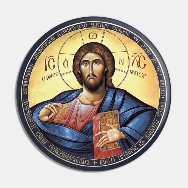 Jesus Christ Pantocrator Orthodox Icon Pin by Beltschazar