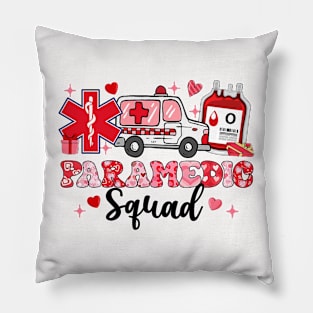 Paramedic Squad Ambulance Leopard Hearts Valentine_s Day Pillow