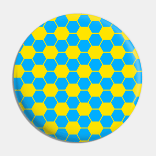 Football / Soccer Ball Texture Pattern - Yellow - Blue Tones Pin