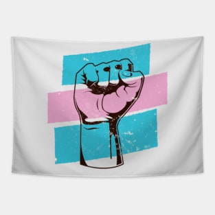 Fight for Trans Rights // Protest Fist Transgender Pride Flag Tapestry