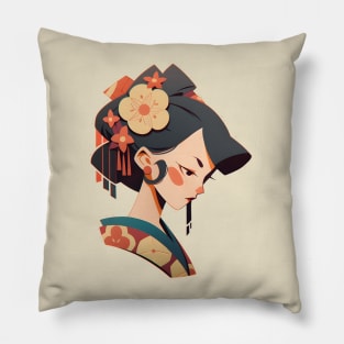 Retro Geisha Portrait Pillow