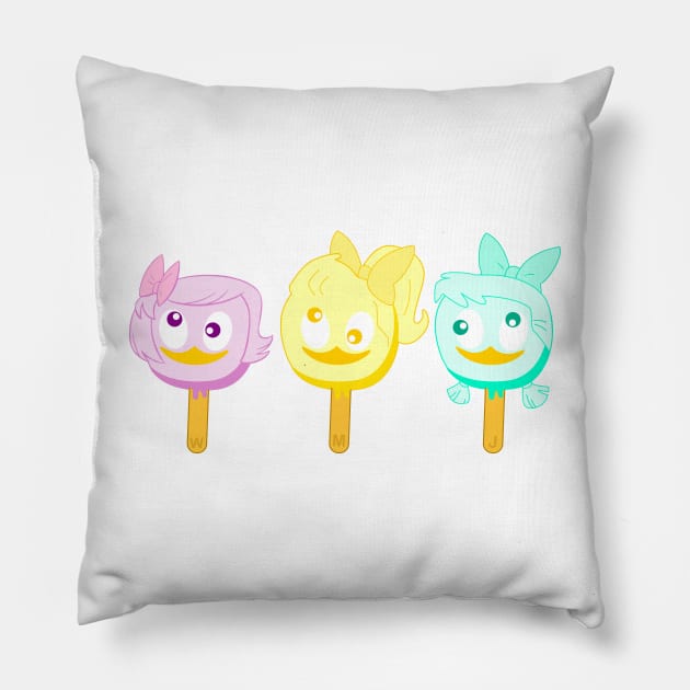 DuckTales Webby April May June  Sisters ice cream Pillow by CoreyUnlimited
