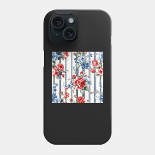 Red White and Blue Patriotic Shabby Floral Phone Case