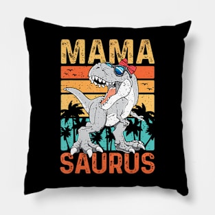 Dinosaur Mama Saurus Mamasaurus Rex Funny Retro Vintage Mom Pillow