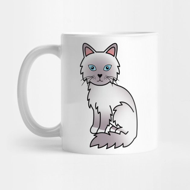 Lilac Point Birman Ragdoll Cute Cartoon Cat Illustration