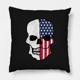 American Flag Skull Pillow