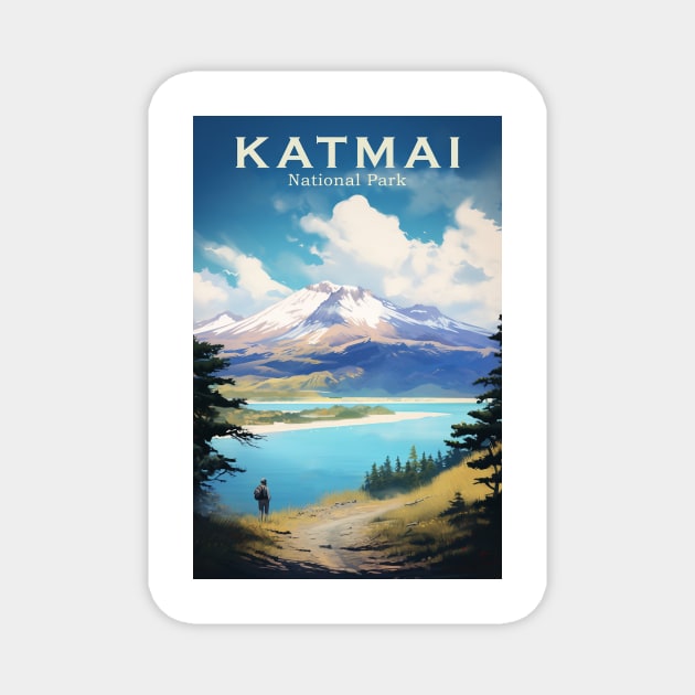 Katmai National Park Travel Poster Magnet by GreenMary Design