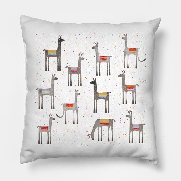 Llamas in a meadow Pillow by NicSquirrell