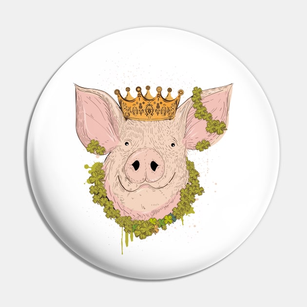 Lucky pig with crown Pin by Kisho