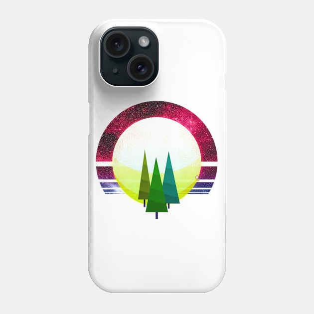 Three brother trees standing before the cosmic moonrise Phone Case by OwlyChicStudio